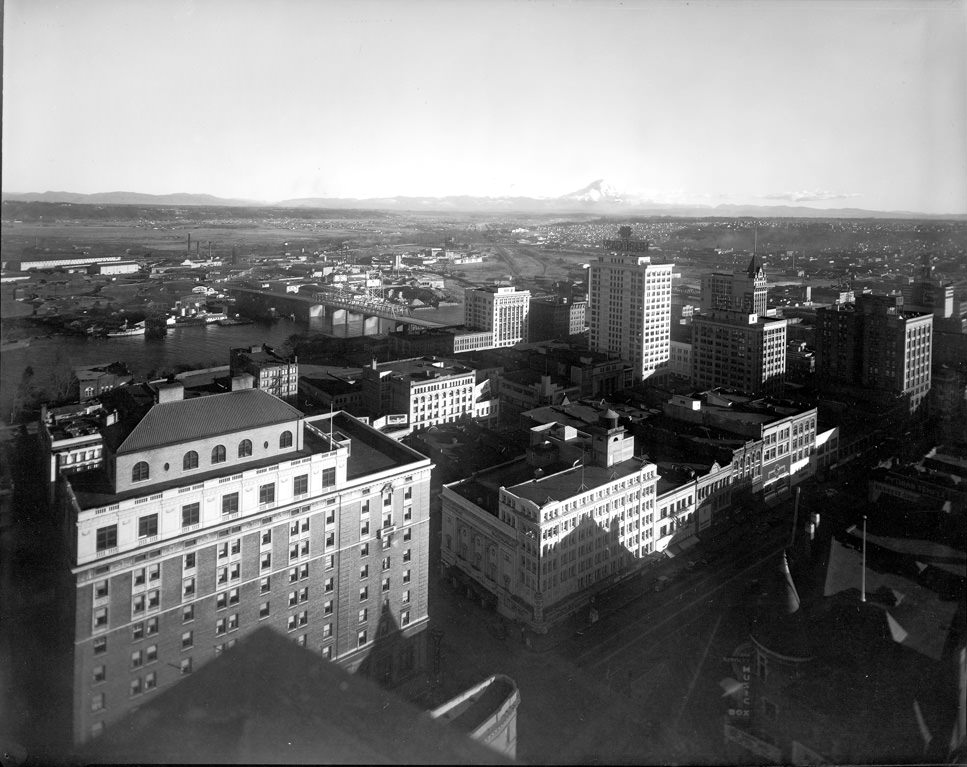 #41 Downtown Tacoma and Mount Rainier, 1930