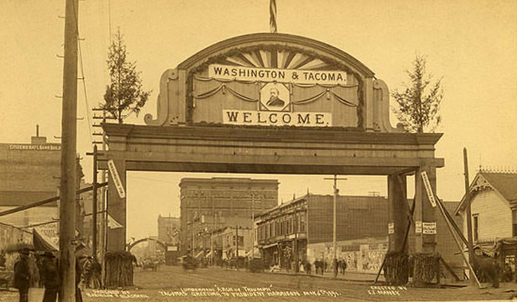 #55 Lumbermen’s ‘Arch of Tacoma,’ Tacoma’s Greeting to President Harrison, 1891