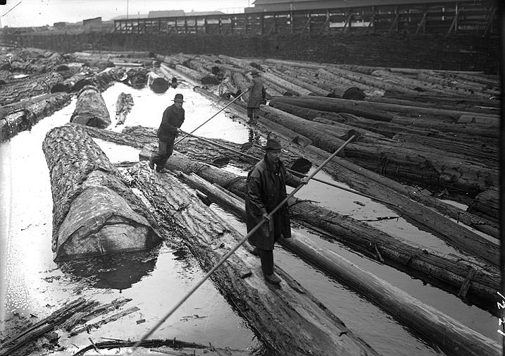 #26 Men on Logs in Pond, Tacoma, 1918