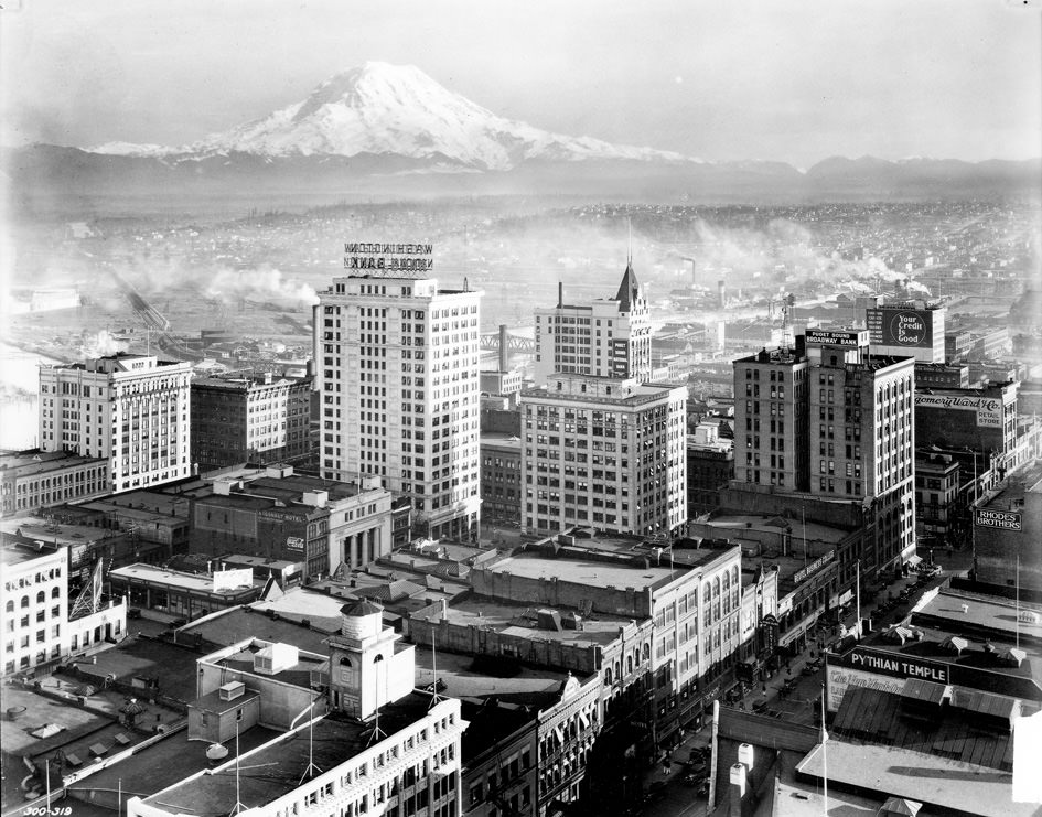 Tacoma Downtown Business District from the Medical – Dental Building, 1930