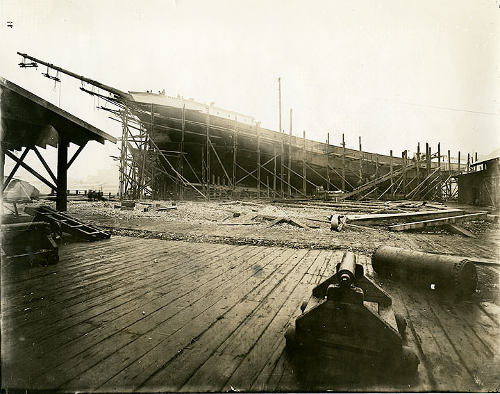 #128 Hull of a ship under construction, Seaborn Shipyard, Tacoma, 1916