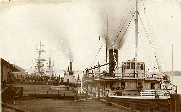 #90 Steam and sailing ships at Tacoma dock, 1890