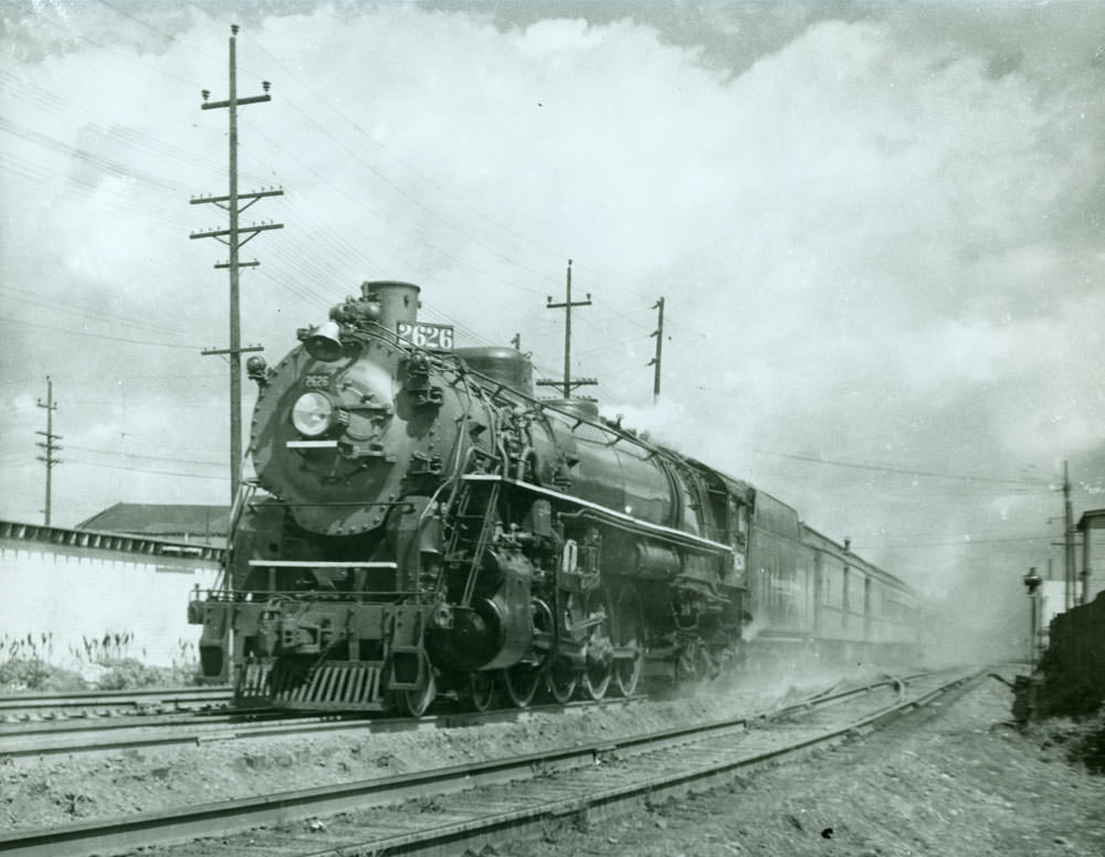 #15 Northern Pacific Locomotive 2626 (class A-1), near Tacoma, 1950
