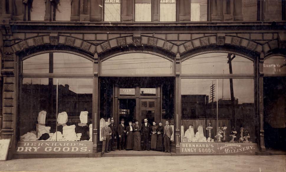 #20 Bernhard’s Dry Goods and Mary E. Cunningham millinery store, Tacoma, 1900