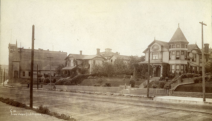 #104 C Street from Union Club House Tacoma, 1892