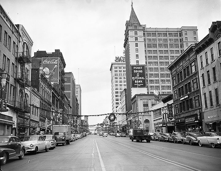 #34 Pacific Avenue looking north from 13th, Tacoma, December 1952
