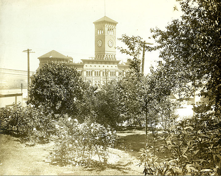 #150 View of City Hall and Elk’s Temple from Samuel Wilkeson, Jr., residence, 1905