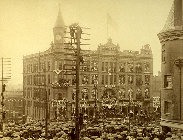 #146 President Harrison’s Tacoma Visit, in Front of Gross Brothers Department Store, 901 Broadway, 1891