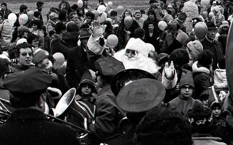 #30 Santa Claus with crowd at the North End Christmas Parade and Party