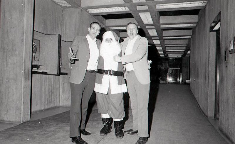#45 Men with Santa Claus at City Hall after North End Christmas Parade and Party
