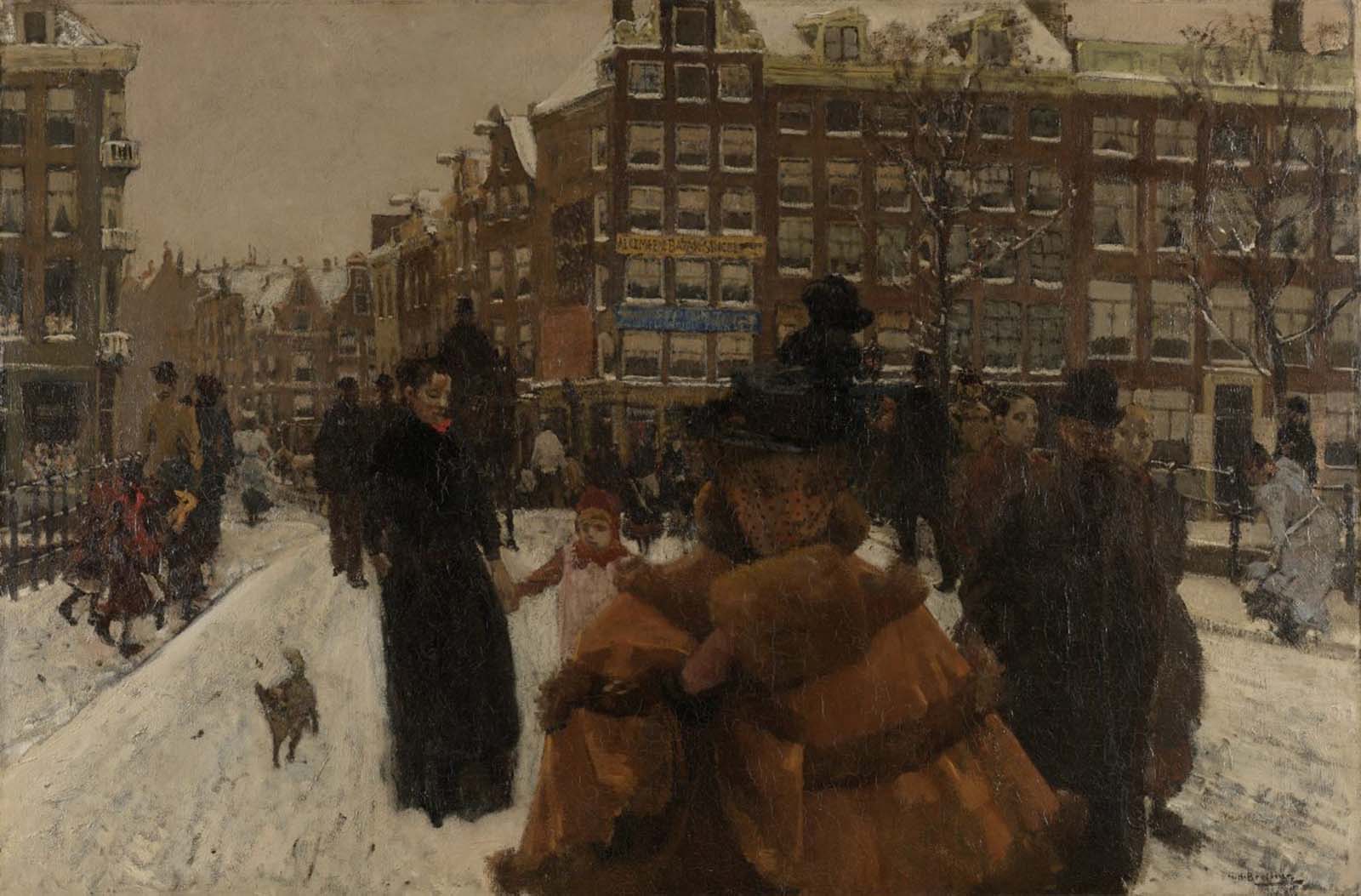 #28 The Singel Bridge at the Paleisstraat in Amsterdam, George Hendrik Breitner, 1898.