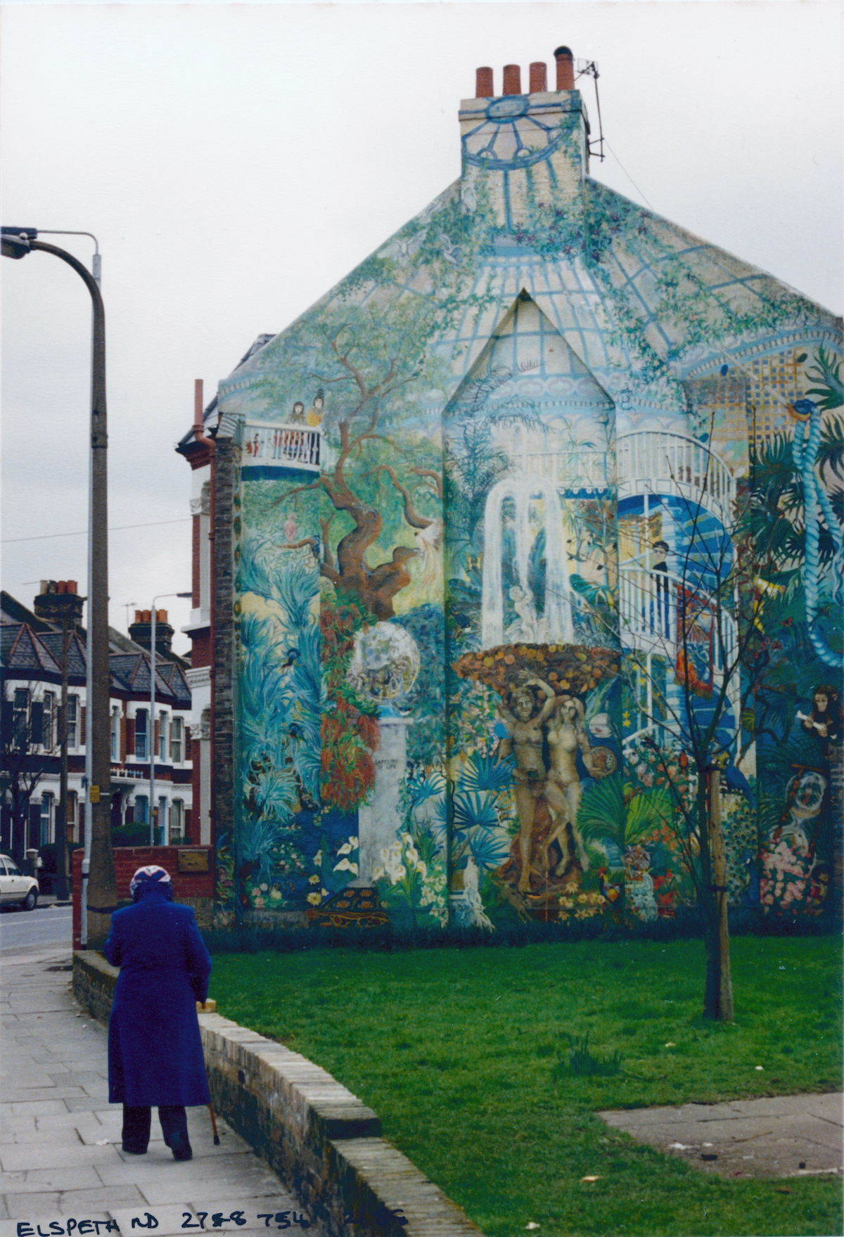 #12 Tapestry of Life, Mural, Christine Thomas, Elspeth Rd, Lavender Hill, Battersea, 1988
