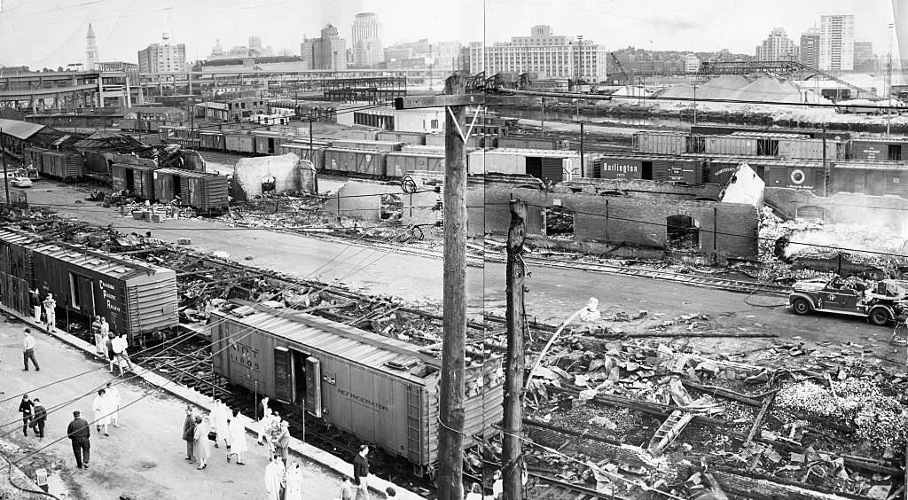 #17 The aftermath of a 10-alarm fire in Charlestown, May 11, 1962. The first did $2.5 million in damage.