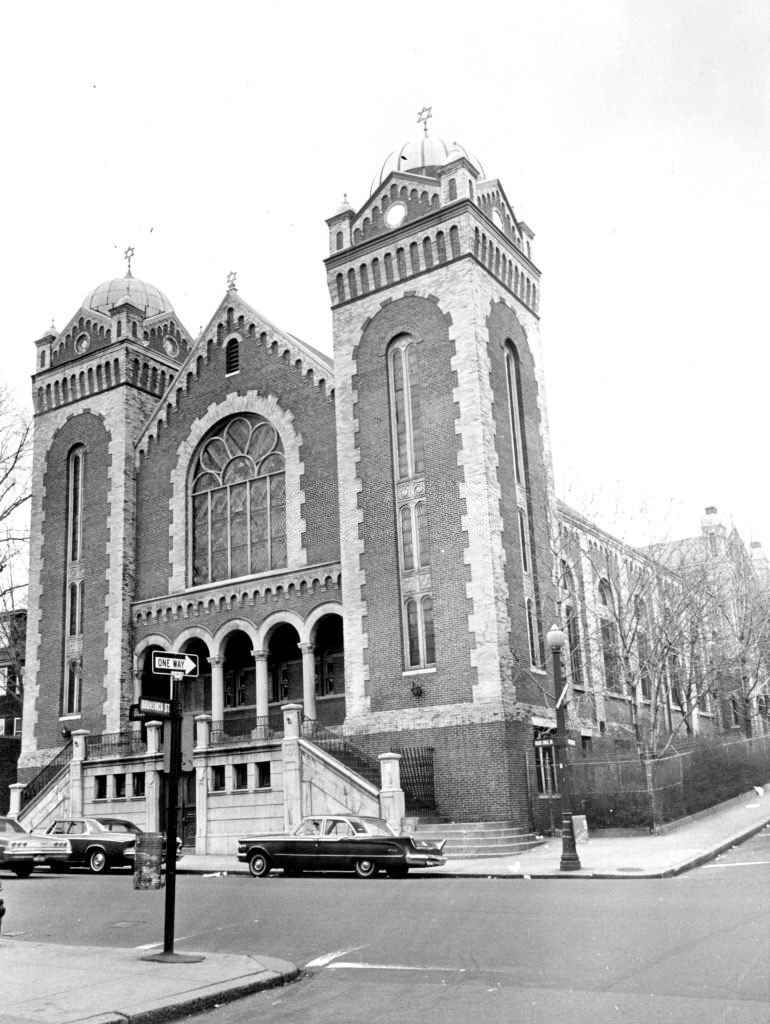 #114 The Congregation Adath Jeshurun synagogue in the Roxbury neighborhood of Boston, 1966.