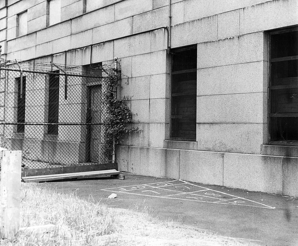 #118 Inside Castle Island’s Fort Independence shows boarded-up windows where vandals tore out toilet facilities two years before, seen here on July 12, 1966.