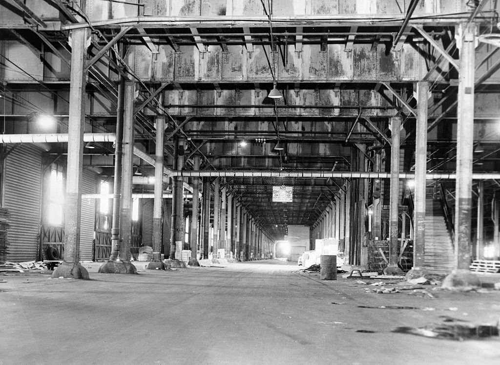 #153 The interior of Commonwealth Pier Number 5 in Boston is deserted at 7:30 a.m. on Dec. 24, 1962.