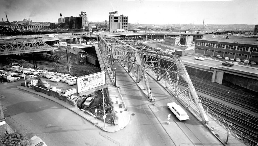 #166 The Broadway bridge to Boston’s South End, October 1962.