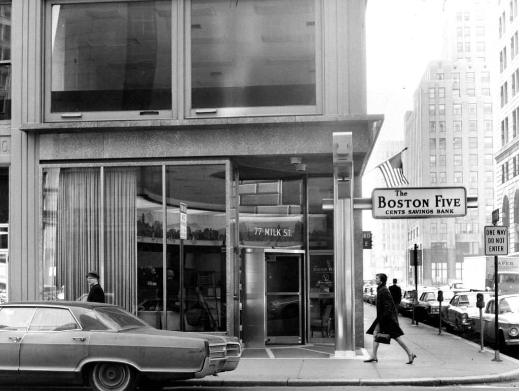 #178 The Boston Five Cents Savings Bank at the corner of Federal and Milk Streets in Boston, Mar. 13, 1967.