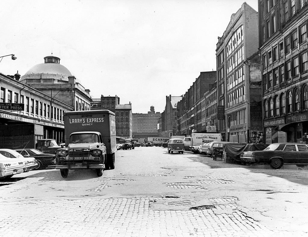 #182 A street in Boston’s Market District is nearly empty on May 3, 1967.