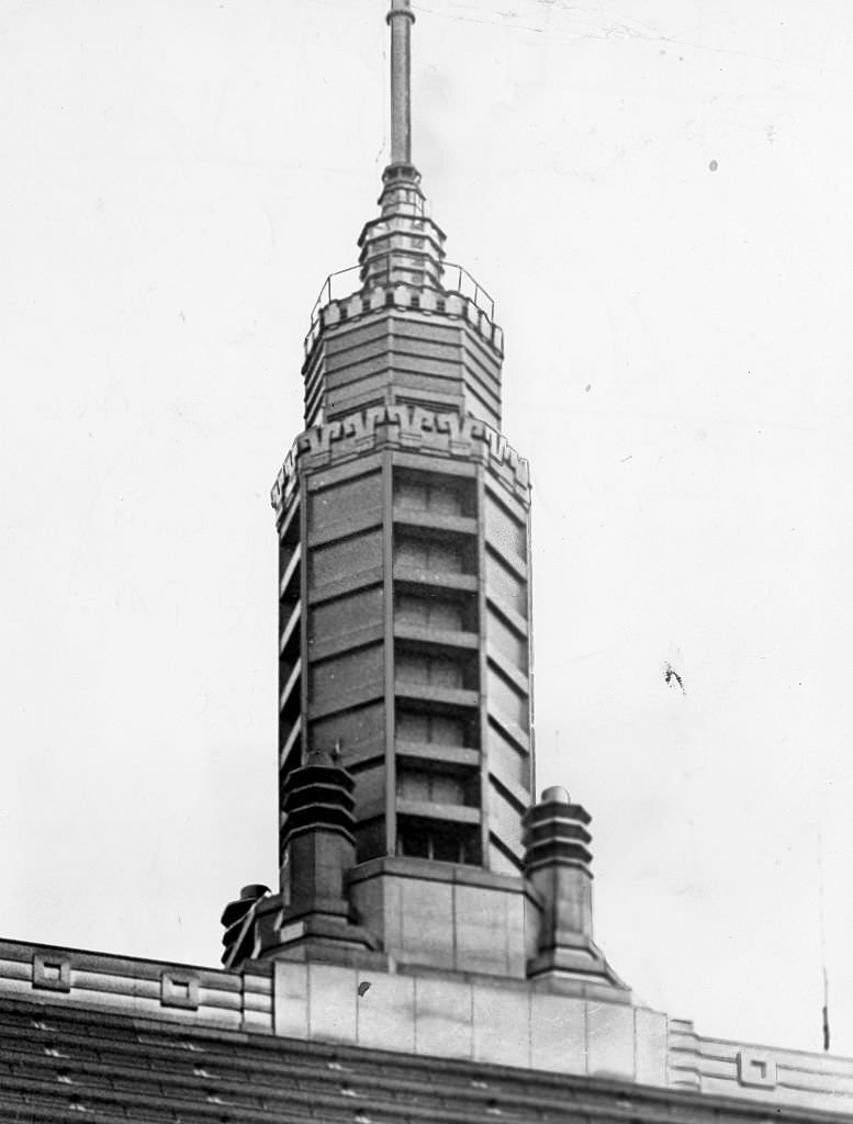 #26 The weather beacon atop the Old John Hancock Building at 200 Berkeley Street in Boston, in 1962.