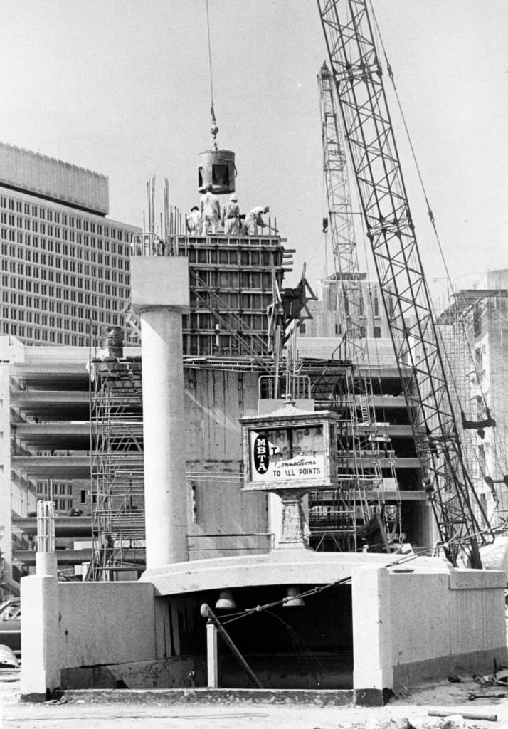 #219 The new Government Center garage is under construction in Boston, August 1968.