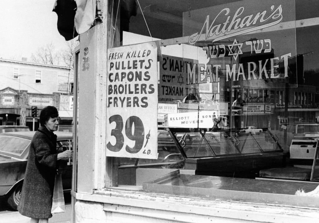 #246 The kosher Nathans Meat Market on Blue Hill Avenue in Boston on May 4, 1969.