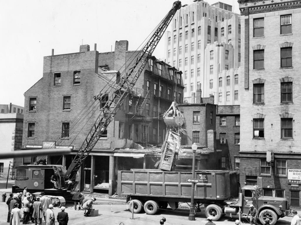 #50 Buildings on Howard Street are demolished to make room for Government Center in Boston on May 11, 1961.