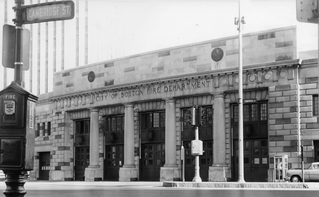 #4 The exterior of the Bowdoin Square Fire House in Boston, May 26, 1962.