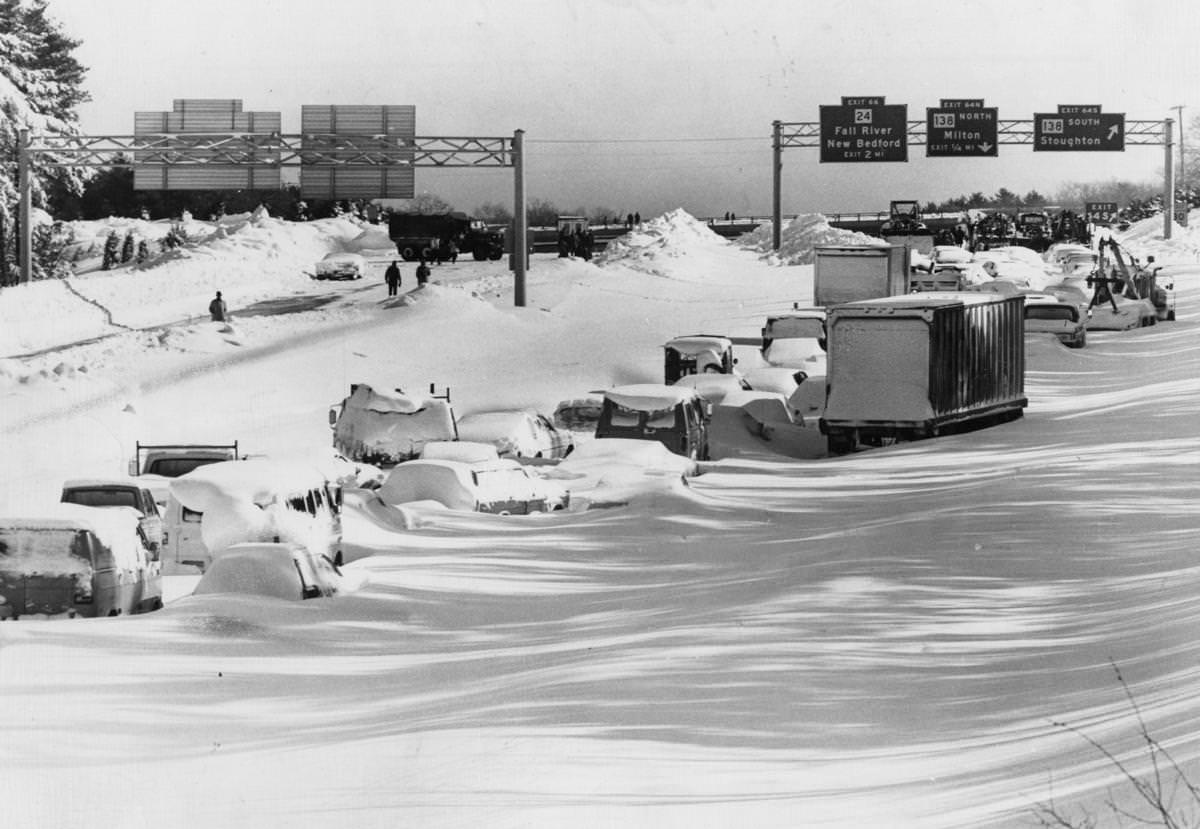 #1 Vehicles were snowbound on Route 128 South in the aftermath of the massive blizzard on Feb. 8, 1978.