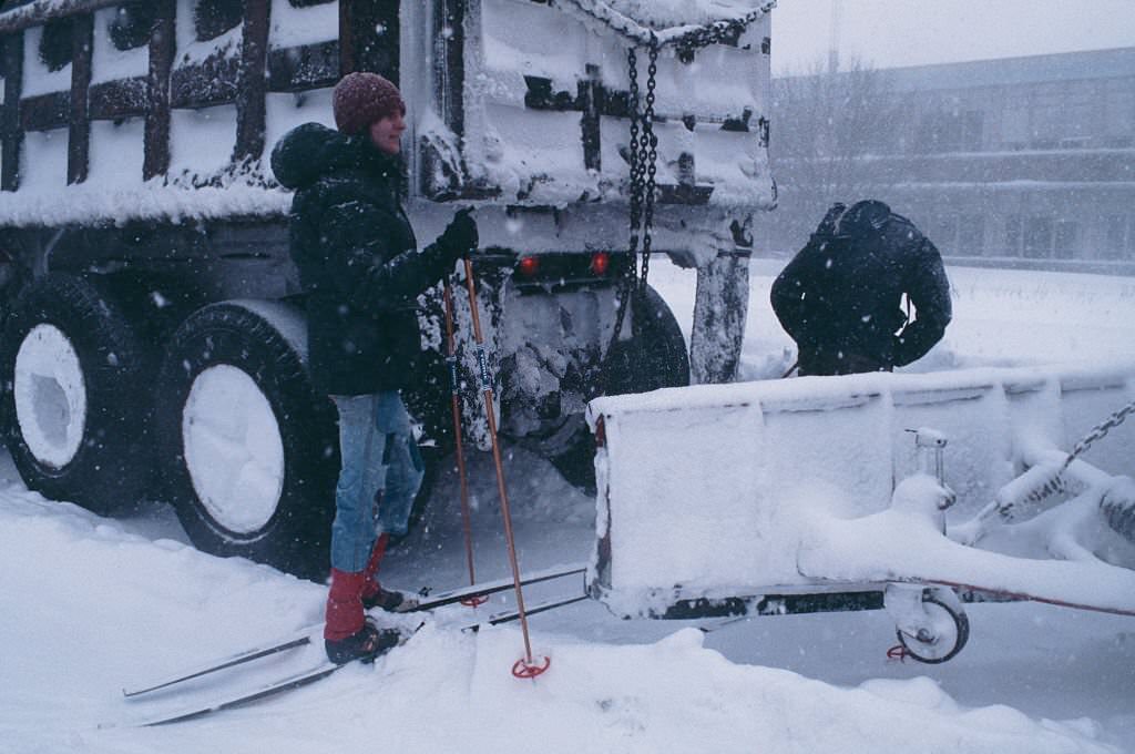#39 A snow plough at work in Boston, Massachusetts, during the during the ‘Blizzard of ’78’, February 1978.