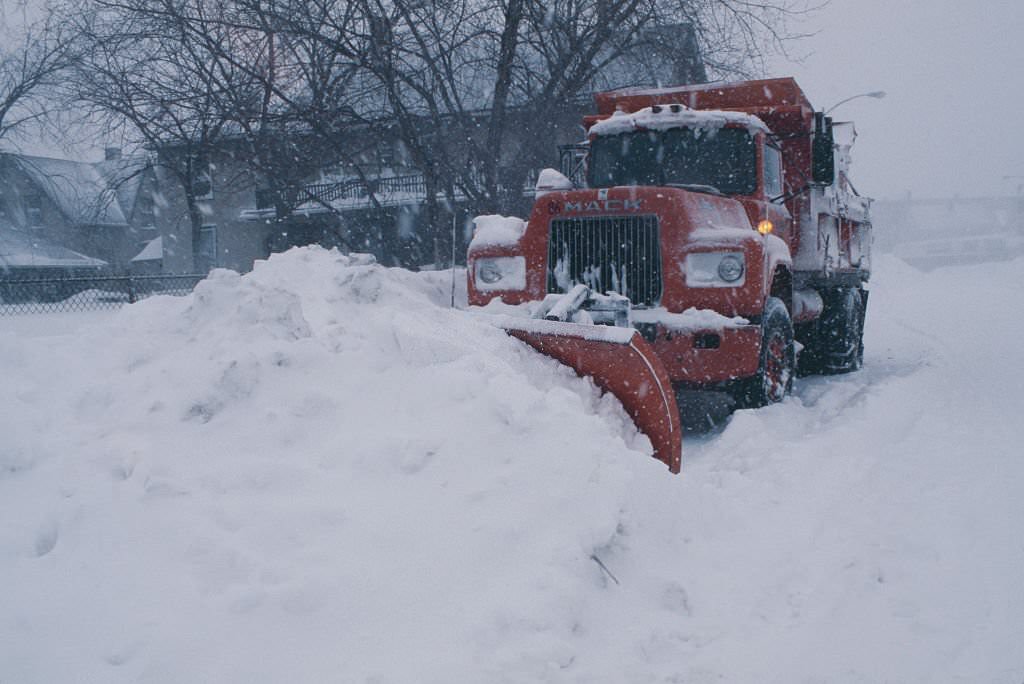 #44 A snow plough at work in Boston, Massachusetts, during the during the ‘Blizzard of ’78’.