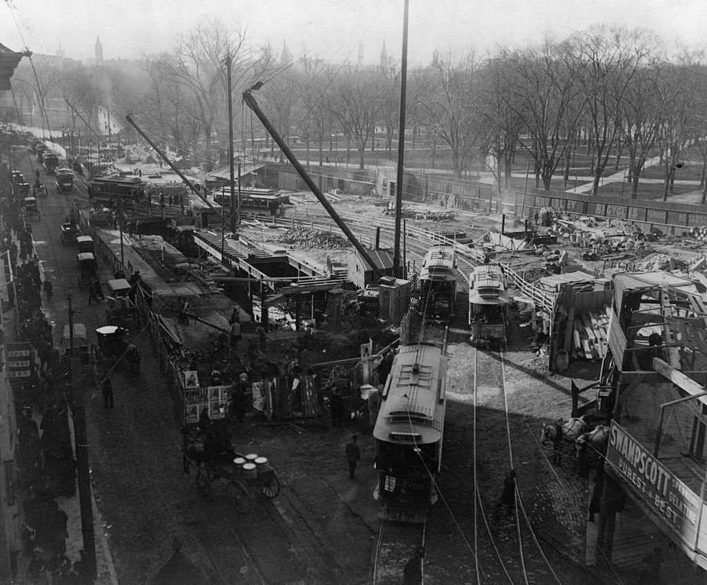 #2 Trolley cars near Boston Commons, Boston, Massachusetts, 1897