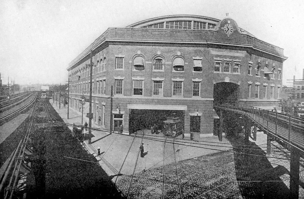 #10 Sullivan Square Terminal, one end of the line of the Boston Elevated Railway, Boston, 1913.