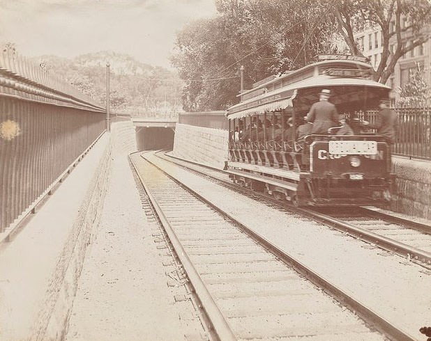 #38 Trial run of car at the Public Garden entrance to the subway, 1897