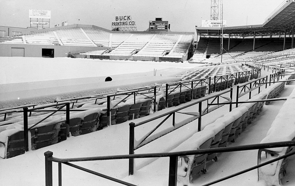 #180 Snow covers Fenway Park in Boston on Feb. 11, 1969.