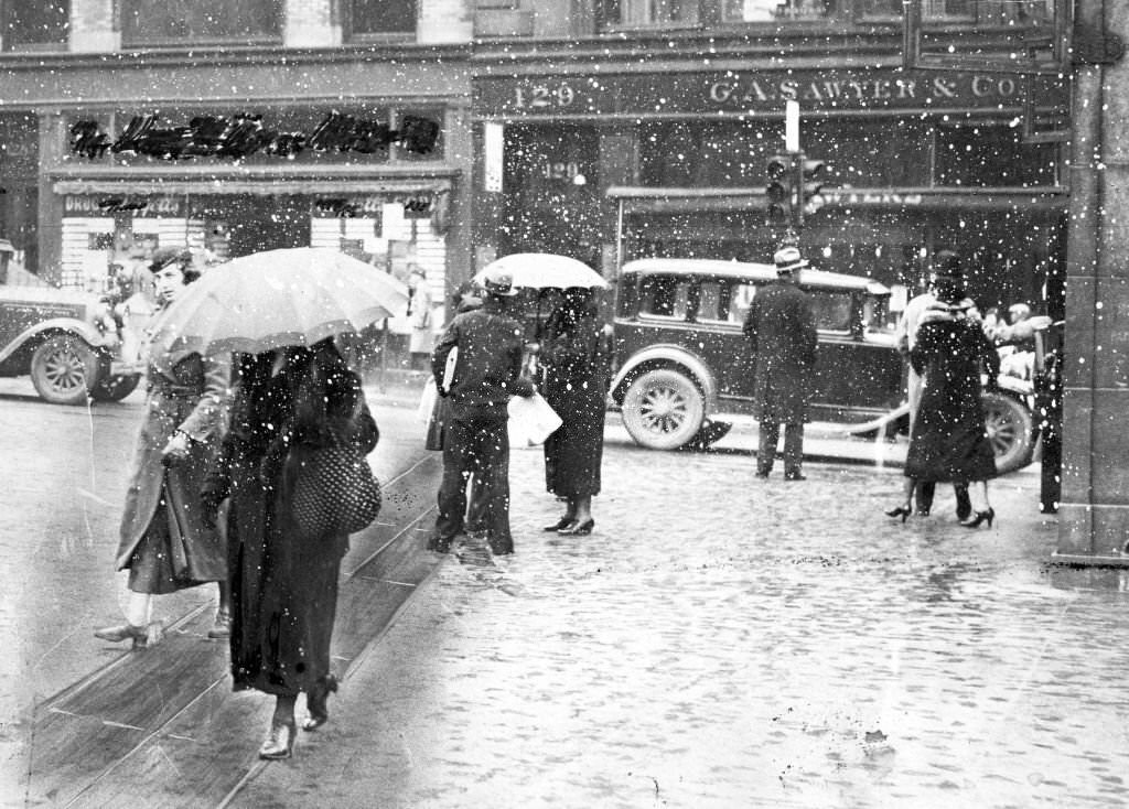 #84 The first storm of spring in Boston brings snow, 1935.