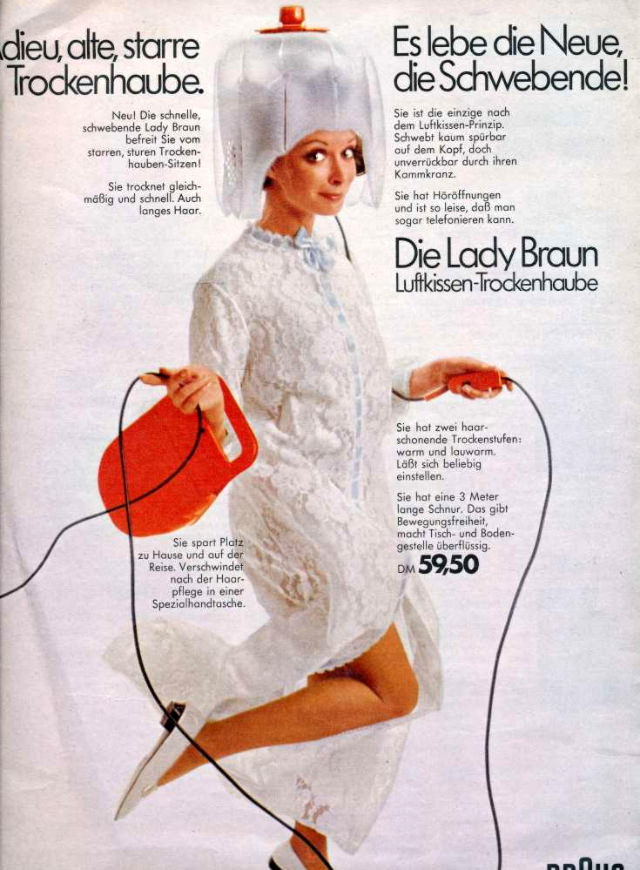 Braun Astronette Hair Dryers: The Handy Air-Cushion Hood Dryer from the 1970s Inventions