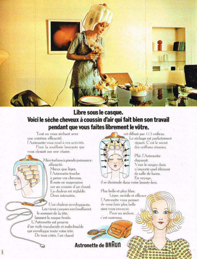 Braun Astronette Hair Dryers: The Handy Air-Cushion Hood Dryer from the 1970s Inventions