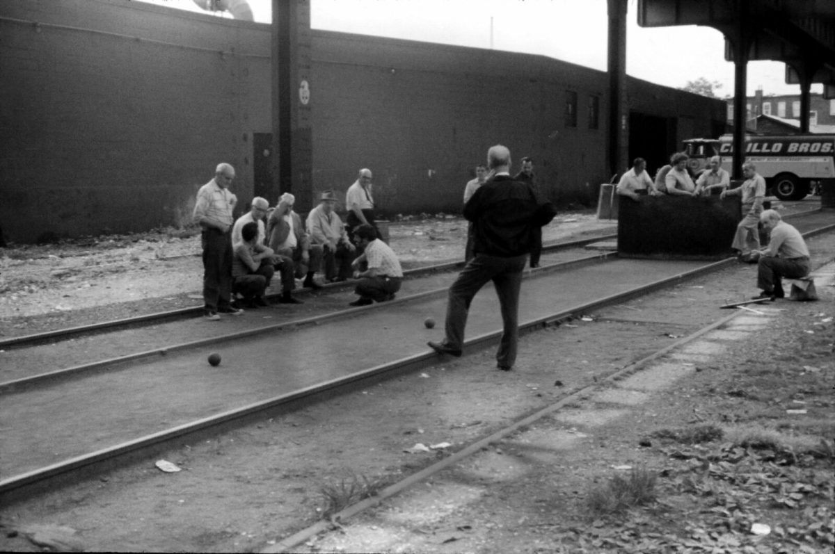 #35 Baci Ball play Boro Park Brooklyn under The Culver Line, 1975