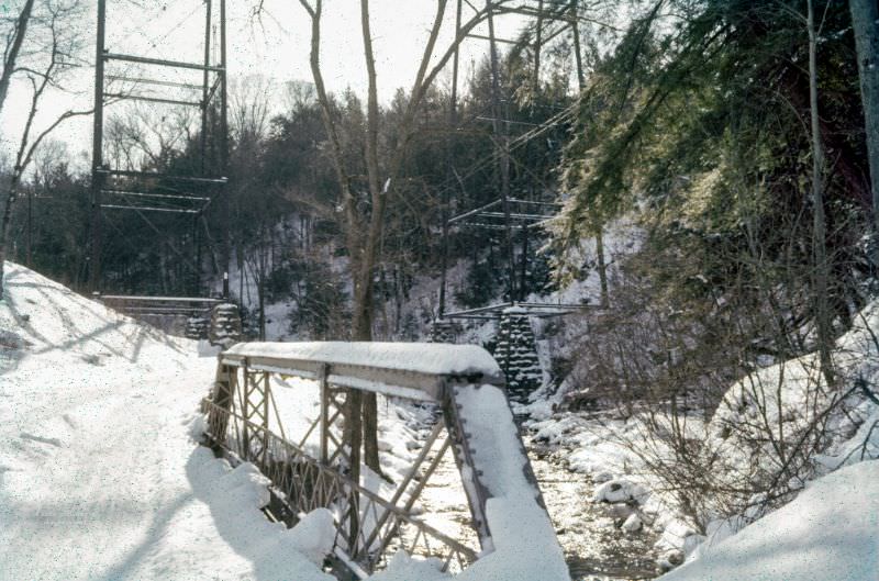 #4 The Lyon Brook Trestle (Lyon Brook Bridge) of the New York, Ontario & Western railroad between Norwich and Oxford, New York, March 1960