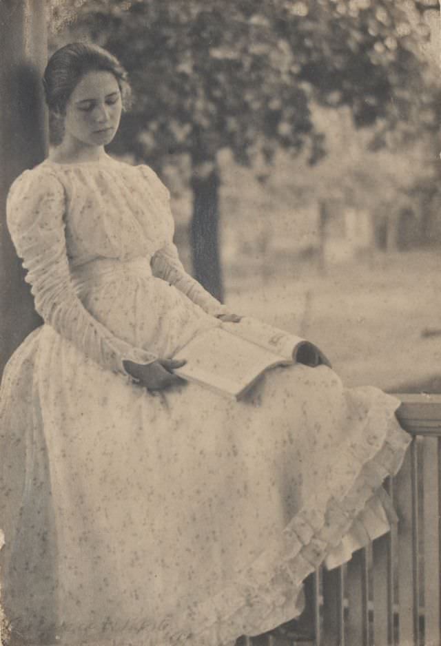 #2 Woman seated on a porch railing, 1897