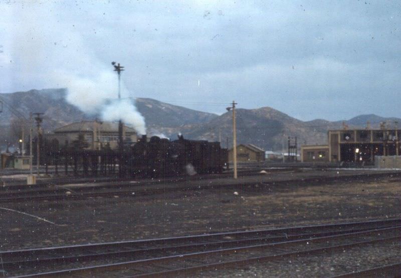 #17 Steam locomotive in the yard at the Tague Station, Tague, 1970s