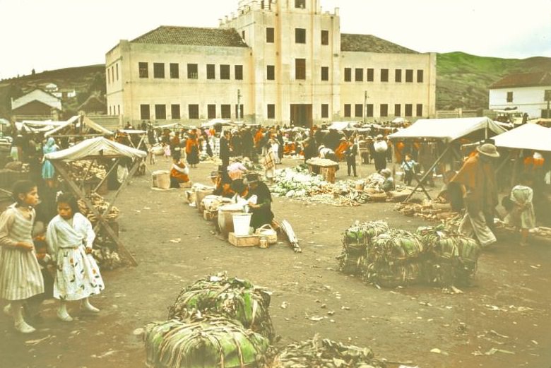 #10 Ecuador. Tobacco and vegetable area. Each type of produce strictly assigned to own areas. Had to pay a city tax to set up shop here, 1959
