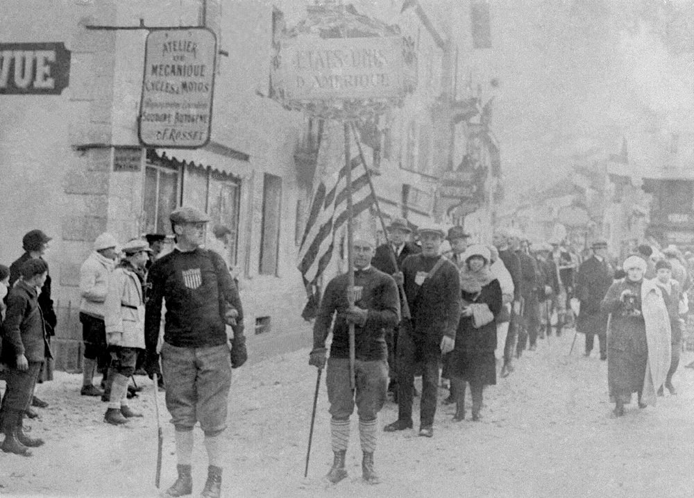 #3 The United States is represented during opening ceremonies for the 1924 Winter Olympics in Chamonix, France, on Jan. 25, 1924.