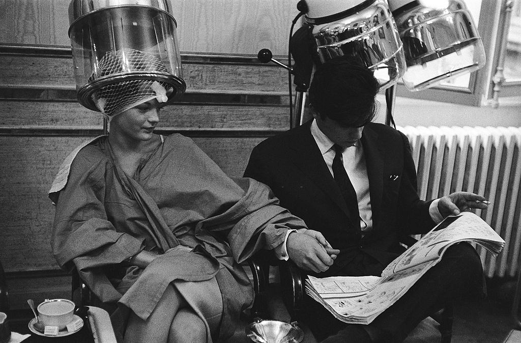 #37 Romy Schneider And Alain Delon at the Hairdresser Alexandre.