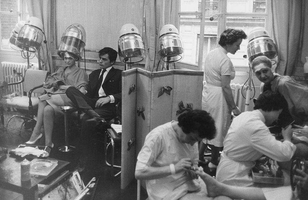 #38 Romy Schneider And Alain Delon at the Hairdresser Alexandre.
