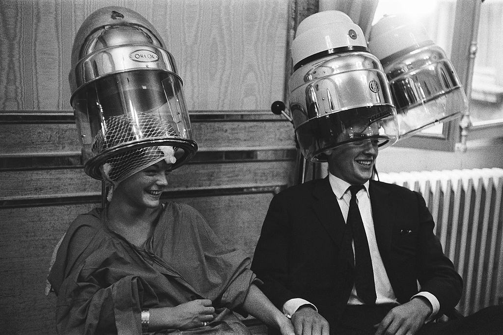 #39 Romy Schneider And Alain Delon at the Hairdresser Alexandre.