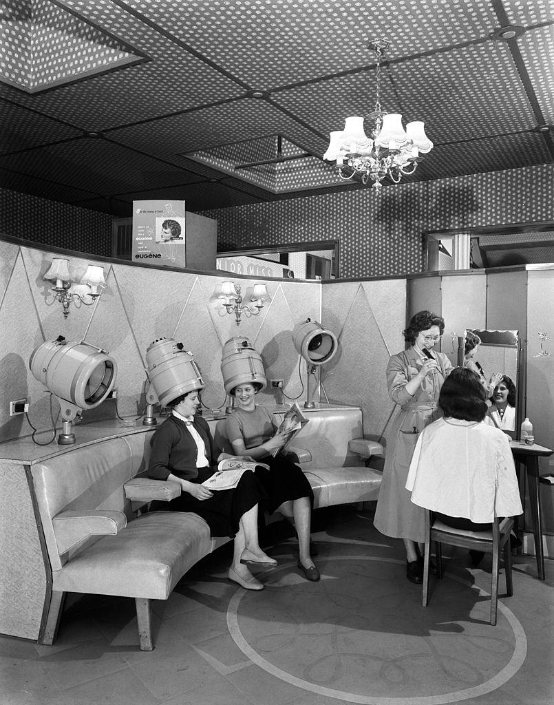 #45 Hairdressing department, Barnsley Co-op, South Yorkshire, 1957.