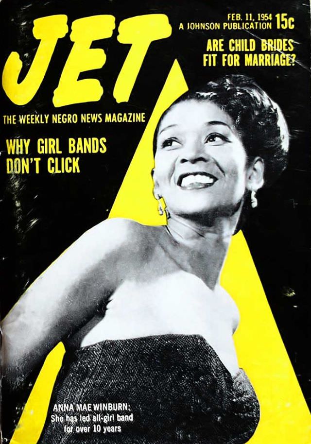 #13 Anna Mae Winburn, Leader of All Girl Band, Jet Magazine, February 11, 1954