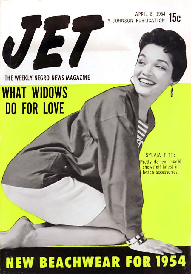 #23 Sylvia Fitt of New York Models Beachwear, Jet Magazine, April 8, 1954